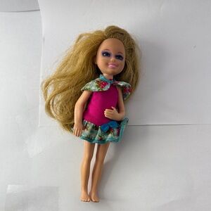 Kids Fashion Doll in Pink Dress with Floral Cape